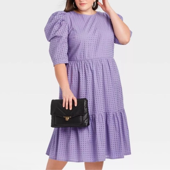a new day Dresses & Skirts - A New Day Elbow Sleeve Eyelet Dress. Size 2X